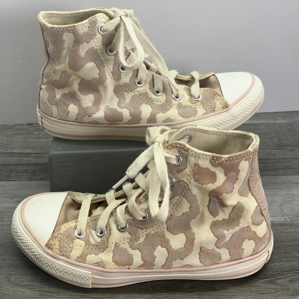 Converse Chuck Taylor All Star Youth 2 Pink Tan Camo High Top Sneakers A10048F